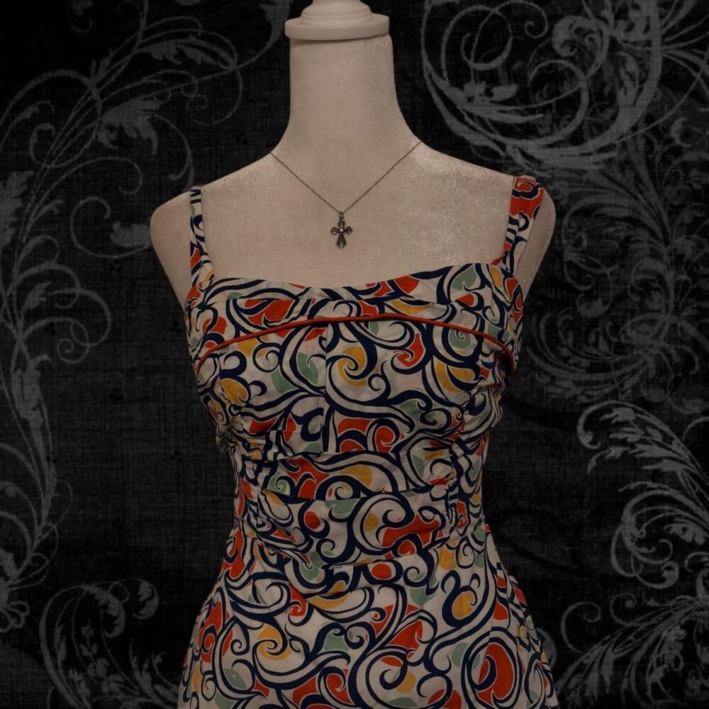 mix colors swirl Y2k retro boho whimsical fairy vintage cami top - Picture 5 of 8